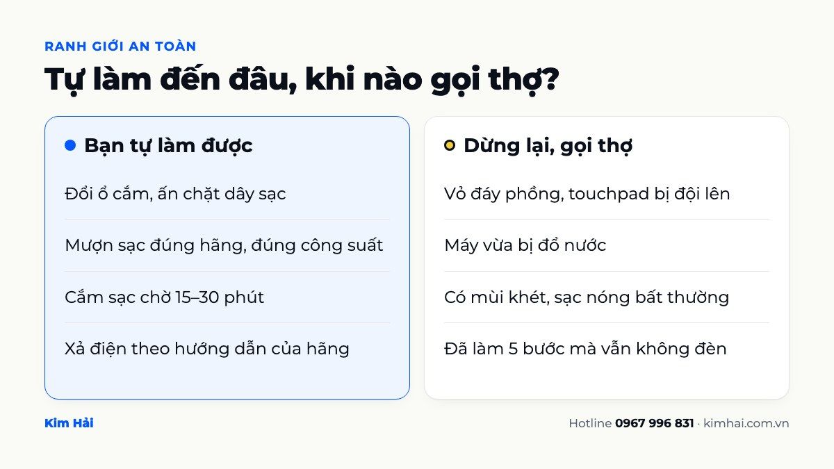 Ranh giới giữa việc tự xử lý laptop không lên nguồn và lúc nên gọi thợ